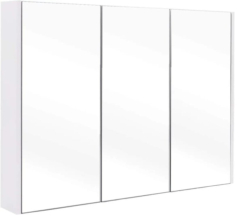 Lustrzana apteczka, duża szeroka szafka ścienna z 3 lustrzanymi drzwiami i regulowaną półką, 36 x 4,5 x 25,5 cala