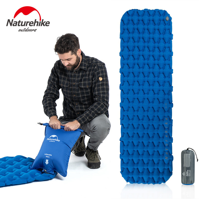 Naturehike Inflatable ที่นอน Camping Mat Ultralight Camping ที่นอน Sleeping Mat Camping เตียงไนลอน Sleeping Pad