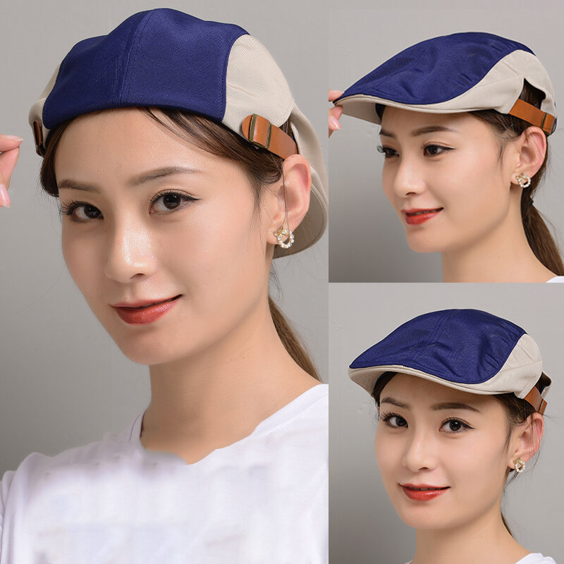 หมวกเชฟทำงานสำหรับผู้ชายผู้หญิงหมวกเชฟทำงานบริกรครัวร้านเค้กหมวกเบเร่ต์ผ้าใบหมวกอาหารร้านอาหาร
