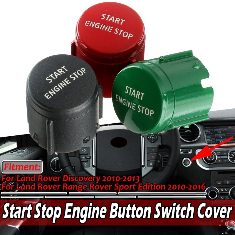 Start Stop Engine Switch Push Button Cover for Land Rover Range Rover Sport Edition 2010-2013 Discovery 4 2010-16 Black
