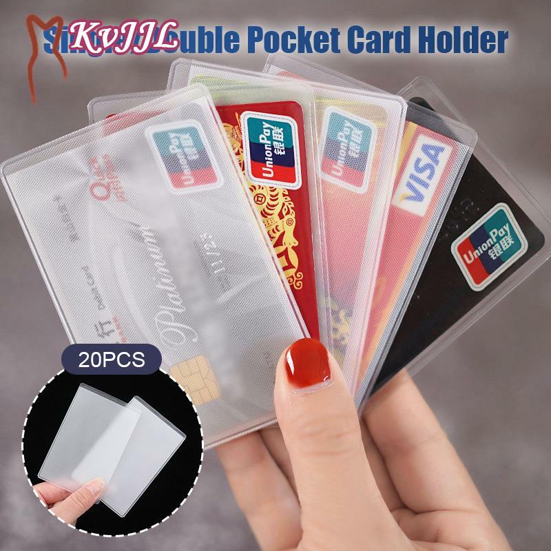 20Pcs Single/Double Pocket PVC Transparent Card Holder Bus Business Case Bank Credit ID Card Holder Cover Protection Holder