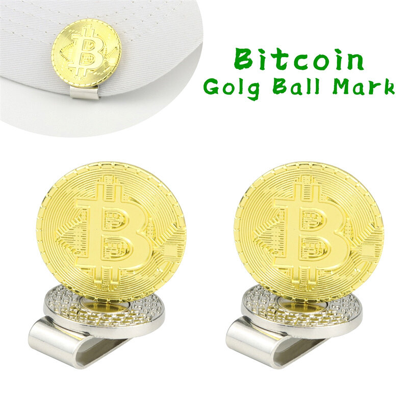 Metalowy magnetyczny klips do kapelusza golfowego Marker do piłek w kształcie Bitcoin Znak golfowy Akcesoria do gry w golfa na świeżym powietrzu Prezenty dla golfistów