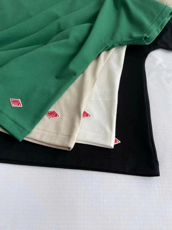 Camiseta de algodão de manga curta feminina, blusa simples, solta, monocromática, exportada para o Japão, pedidos diários, moda clássica, 2024