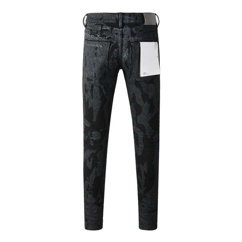 Фиолетовые брендовые джинсы ROCA, модные высококачественные джинсовые брюки, индивидуальный ремонт, низкая посадка, узкие джинсовые брюки с текстурой покрытия