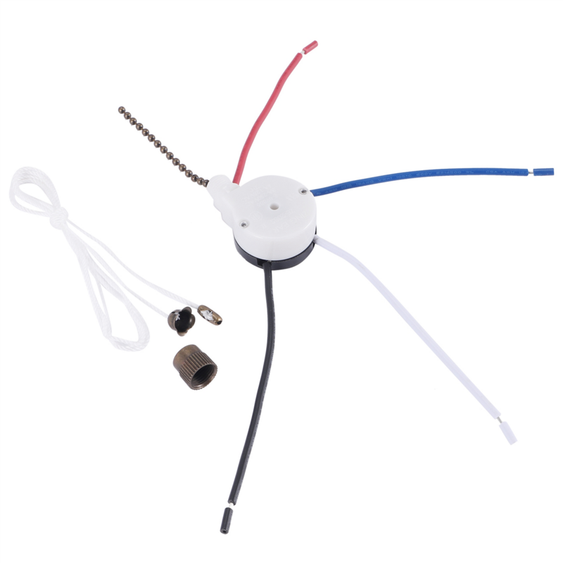 Ceiling Fan Switch Kit 3 Speed 4 Wire, Fan Switch Zipper Speed Control Switch, ZE-208S Pull Wire Switch with Rope Bronze