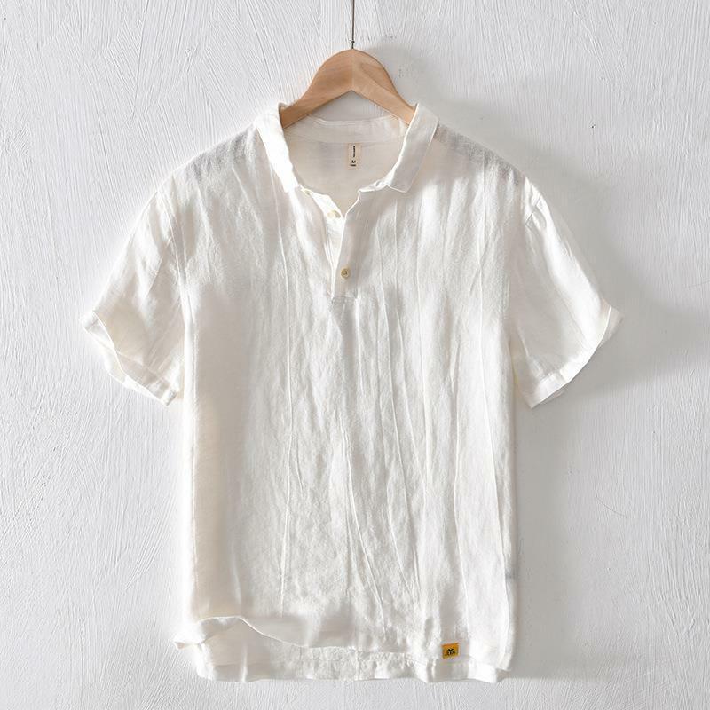 Camisa de linho de manga curta masculina, feita de linho 100% respirável, perfeita para transpirar no verão, alta qualidade, M-3XL, 2024