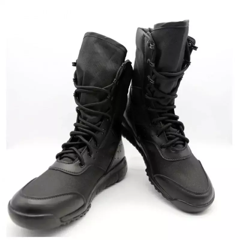 Zapatos de trabajo ligeros para hombre, botines militares de combate con cordones, botas tácticas de malla a la moda para motocicleta