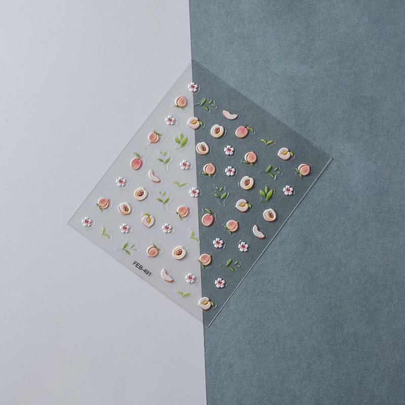 Nail Art gravado adesivos, 3-Dimensional, temperamento simples, seguro para usar, design requintado, material de alta qualidade, frutas, 1-10pcs