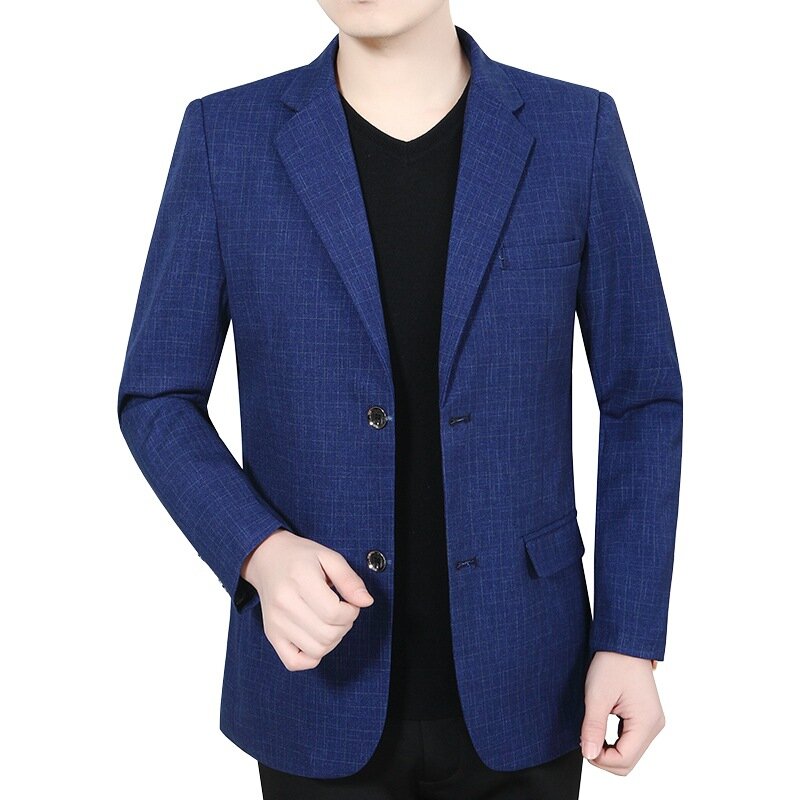 Мужской синий клетчатый деловой костюм, костюмы, пальто, новые весенние деловые повседневные блейзеры, качественные мужские облегающие костюмы, куртки, мужская одежда 4XL