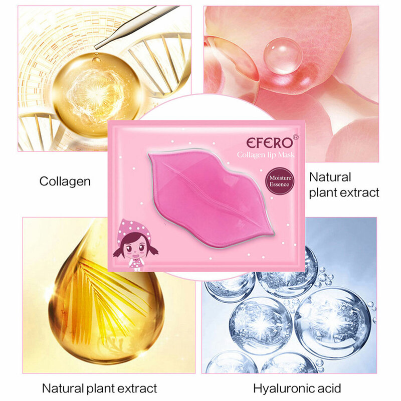 O gel de cristal do cuidado dos lábios do colágeno almofada os produtos dos cuidados com a pele remendos rosa do bordo do gel ótimo para hidratar remove a máscara morta do bordo da pele