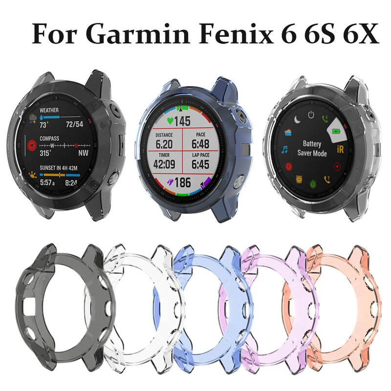 Protetor de TPU macio para Garmin Fenix, moldura protetora clara, relógio inteligente, Fenix 6, 6S, 6X Pro