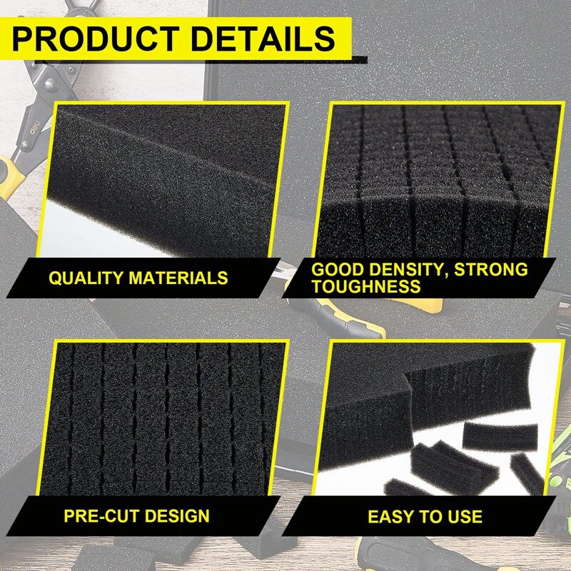 4 Pieces Foam Insert For Cases Tool Cubes Shockproof Sponge Pad 40X40x2cm/40X40x5cm