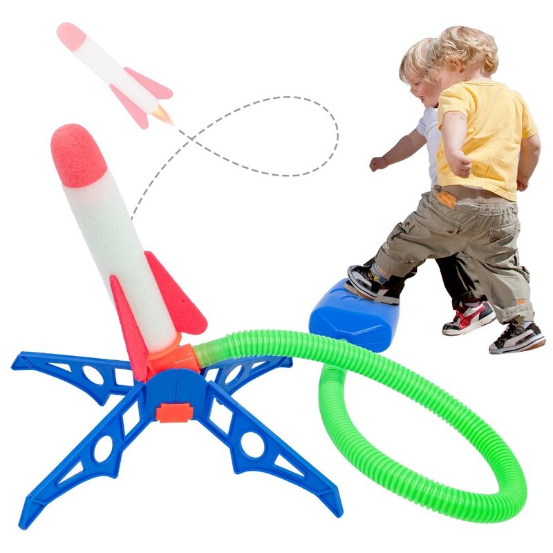 Juego deportivo para niños, lanzador, cohete pequeño, transmisor de pie, juguetes de lanzamiento Flash