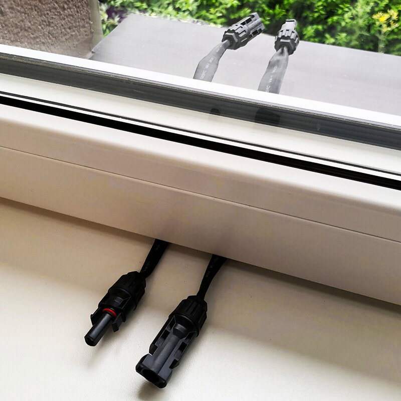 1Pair PV Solar Cable Feedthrough 4mm²/6mm² 1M Cable Copper Flat Connection Cable Solar Balcony Door Window Connection Line Parts