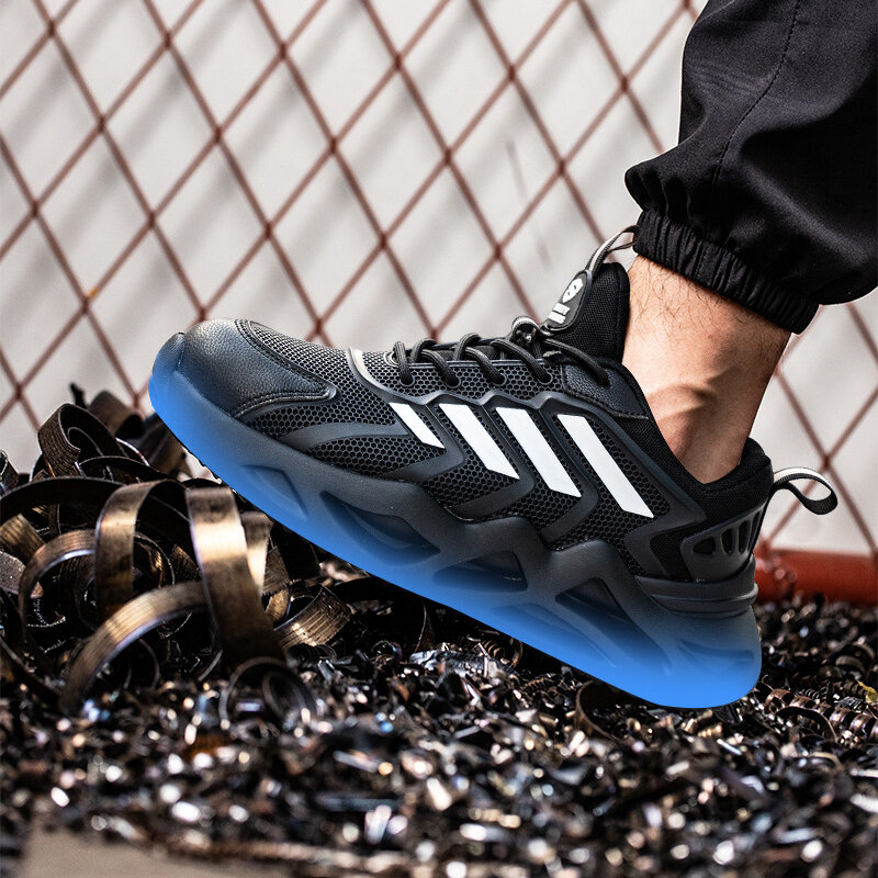 Nuove scarpe antinfortunistiche scarpe da ginnastica da lavoro antiperforazione con punta in acciaio leggera da uomo scarpe protettive indistruttibili