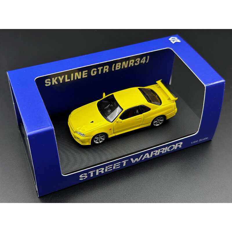 SW In Stock 1:64 GTR R34 V Spec II BNR34 Yellow Malaysia Limited Diecast Diorama Car Model Collection Toys Street Warrior