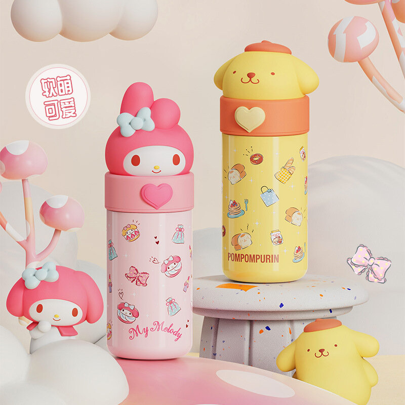 350Ml Sanrio Hello Kitty Roestvrij Staal 316 Thermos Kawaii Kuromi Cinnamoroll Melodie Kids Vacuümfles Waterfles Tuimelaar
