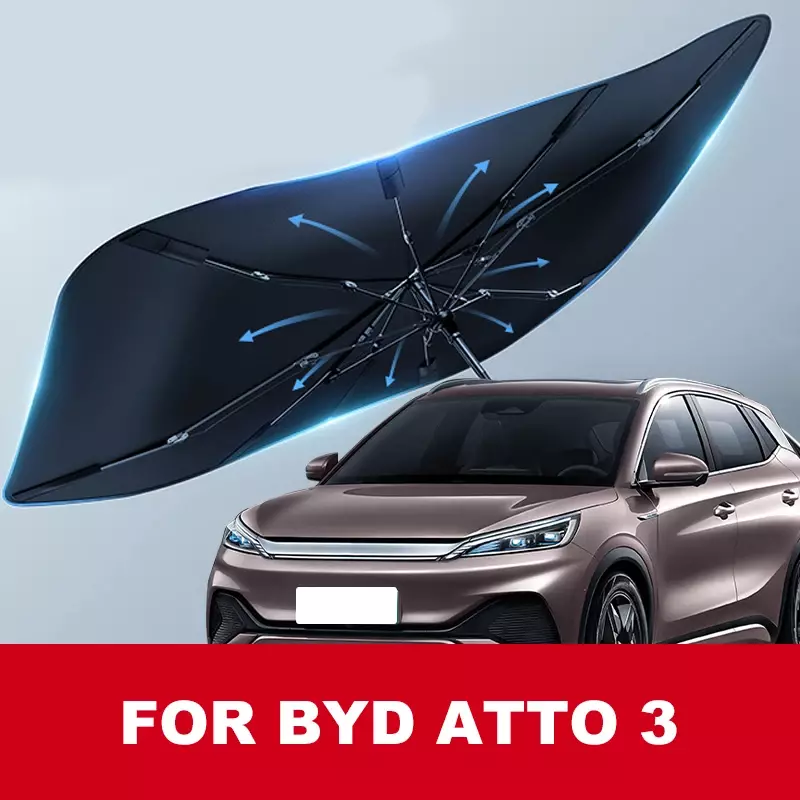 Автомобильный зонт от солнца, автомобильный солнцезащитный зонт, Солнцезащитный зонт, летнее солнцезащитное интерьерное покрытие ветрового стекла, аксессуары для Byd Atto 3 2023