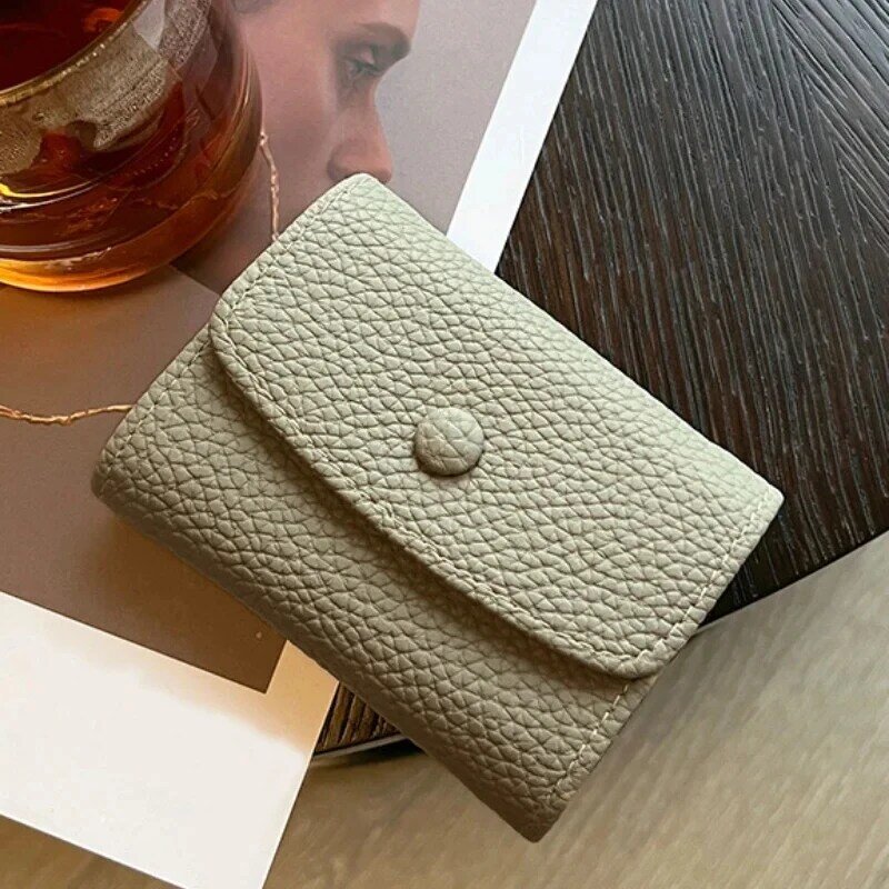 Women Wallets Fashion Lychee Pattern Snap Cards Holders Coin Purse Female Short Wallets Bag Business Credit ID Card Holder Cover