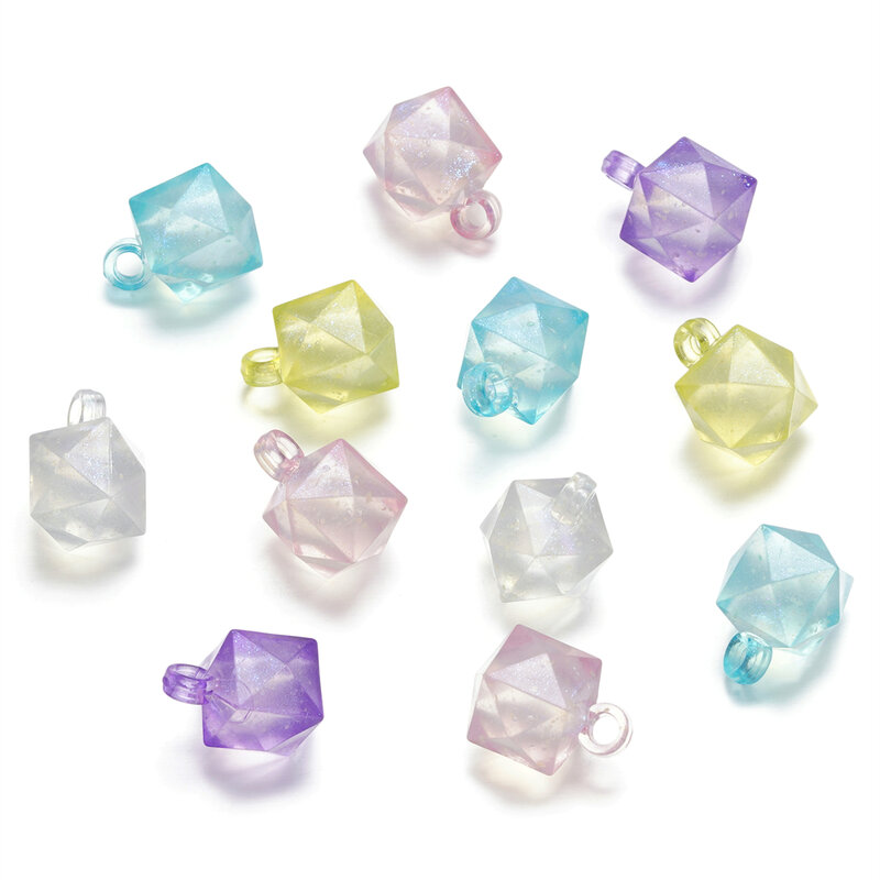 10 teile/los Acryl leuchtende Raute Charms Anhänger für Halskette Ohrringe Schlüssel bund Anhänger DIY Schmuck Herstellung Zubehör