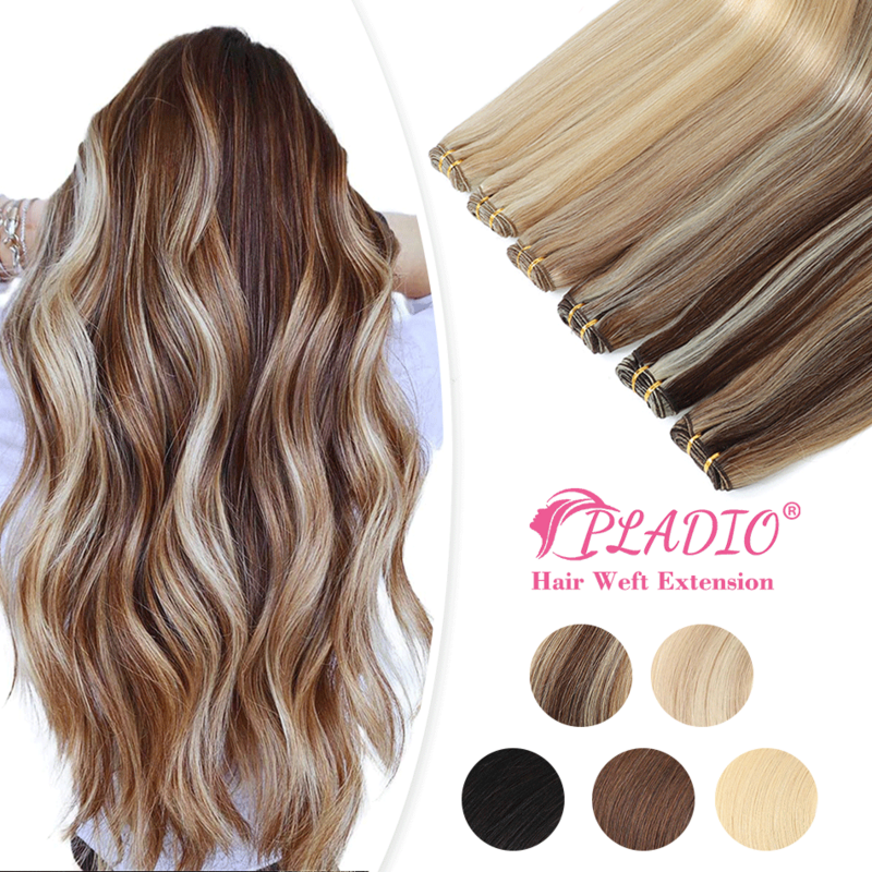Прямые человеческие волосы PLADIO, прямые пряди, стандартные двойные пряди, бразильские человеческие волосы Remy, наращивание блонд 10-26 дюймов, натуральные волосы