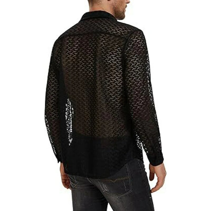 Men Shirt Chemical Fiber Blends Comfortable Fashion Fit Full Sleeve Long Sleeve Mesh Outdoor Performance Hot New