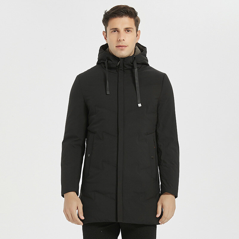 캐주얼 화이트 오리털 패션 재킷 남성용, 따뜻한 블랙 스키 코트, 가을 겨울