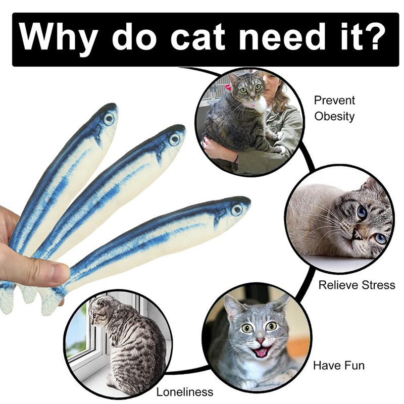 Saury Fishtoys para adultos, Cat Chew Toy, Catnip Toys for Indoor Cats, Bored, 3 Pack