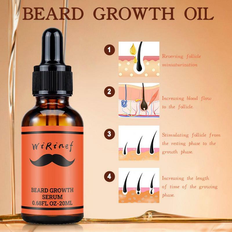 Aceite Natural para el crecimiento de la barba para hombres, suero para el crecimiento del cabello, aceite esencial para el cuidado de la barba, nutritivo