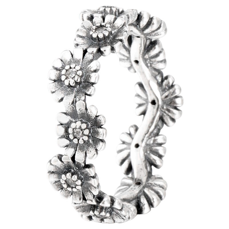 Original Sterling Silber schillernde Gänseblümchen Blume Aussage Krone Freiheit mit Kristall ring für Frauen Geschenk beliebten DIY Schmuck