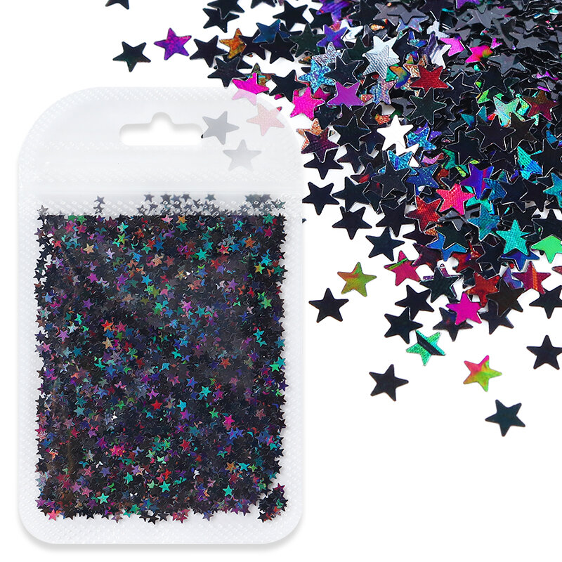 10g/Bag 3mm Holographic Star Nails Glitter Sequins Sparkly Laser Gold Silver Flakes For Nails Art Decoration