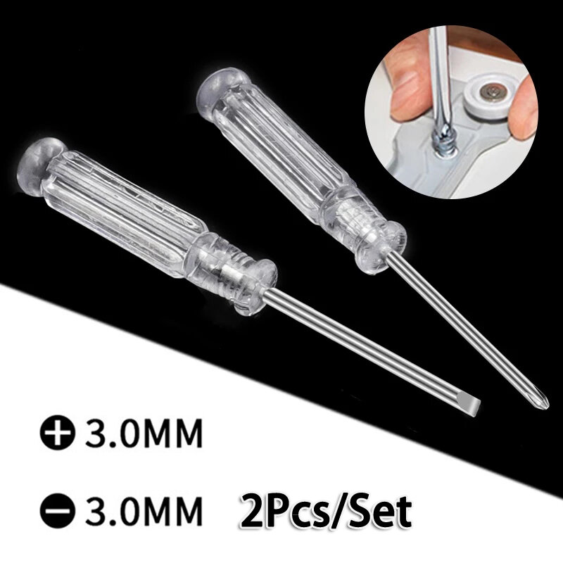 2Pcs/Set Transparent handle cross slotted screwdriver 3.0 Repair Tool Steel Slotted Cross Screwdrivers For Disassemble Toys