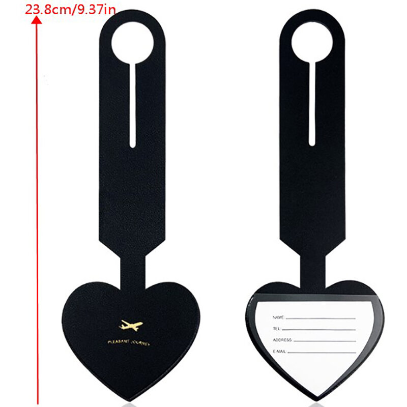 PU Leather Heart Shape Leather Luggage Tag Boarding Bag Portable Label Travel Suitcase Name ID Address Holder Baggage Tags