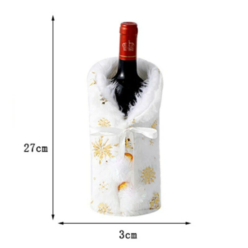 1pc Christmas Red Wine Bottle Covers Bag Plush fabrics Holiday Santa Claus Champagne Bottle Cover Christmas Decorations For Home