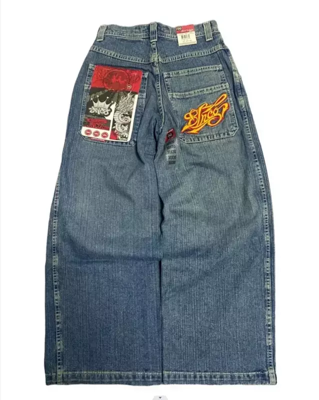 JNCO-pantalones vaqueros Vintage Y2K para hombre y mujer, Jeans holgados con bordado de letras, estilo Harajuku, Hip Hop, góticos, de cintura alta