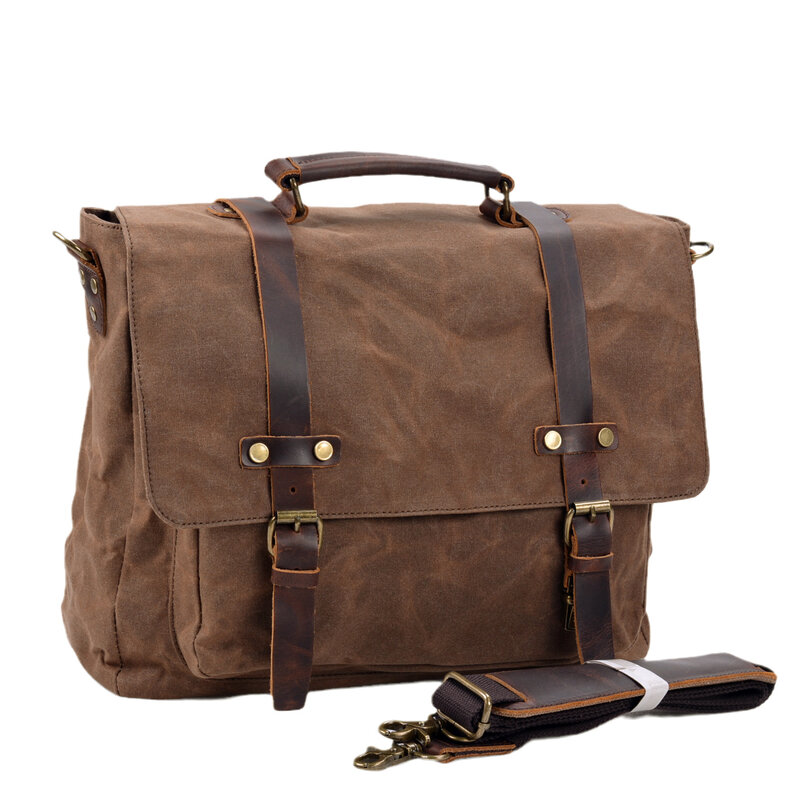 Tas satu bahu kasual Vintage, tas koper Bisnis luar ruangan tas selempang Laptop