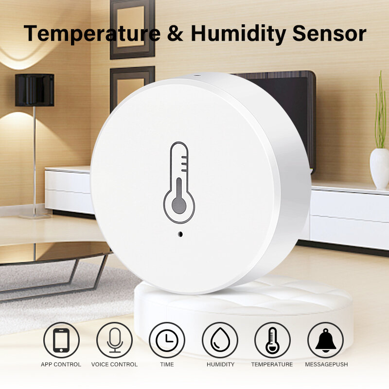 Tuya ZigBee Sensor de Temperatura e Umidade Inteligente, Alimentado por Bateria, Automático, Trabalhar com Alexa, Google Home