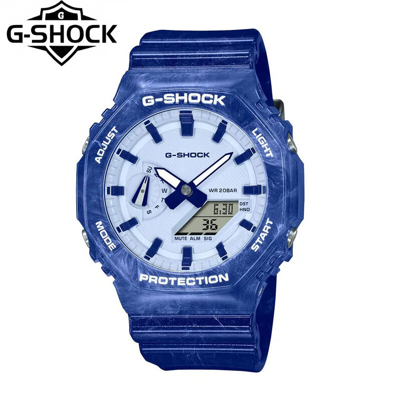G-SHOCK นาฬิกาข้อมือควอตซ์สำหรับผู้ชายซีรีส์ GA-2100นาฬิกาข้อมือแฟชั่นอเนกประสงค์กลางแจ้งนาฬิกาข้อมือเล่นกีฬาหน้าปัดคู่