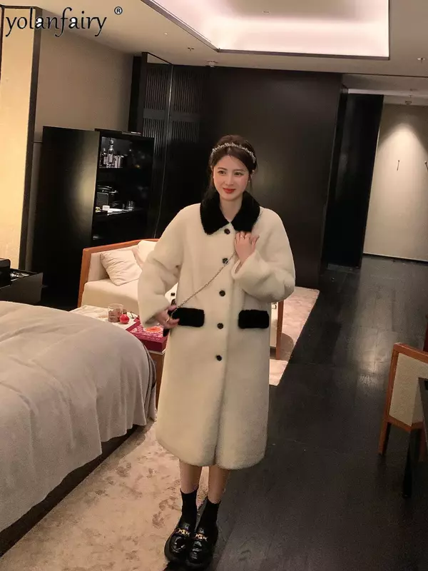 Sheep Fleece Real Fur Coat Women's Composite Fur Integrated Fur Jacket Women Long Winter Clothes Female Clothing New Top FCY5060