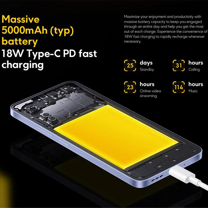Wersja globalna POCO C65 NFC telefon komórkowy MediaTek Helio G85 6.74 "90Hz ultra-duży wyświetlacz HD 50MP potrójny aparat 5000mAh bateria