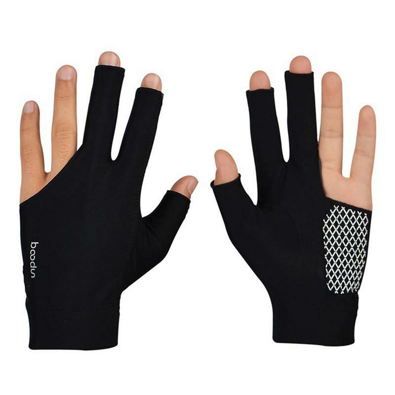 Luvas elásticas de piscina flexível, Bilhar profissional, Show Gloves, Suprimentos esportivos para atiradores de bilhar, 3 dedos