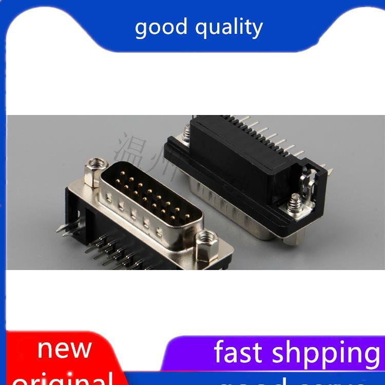 10pcs original new Two rows, DB15 rows, black rubber male welding plug, 15 pin male, 90 double row VGA serial port