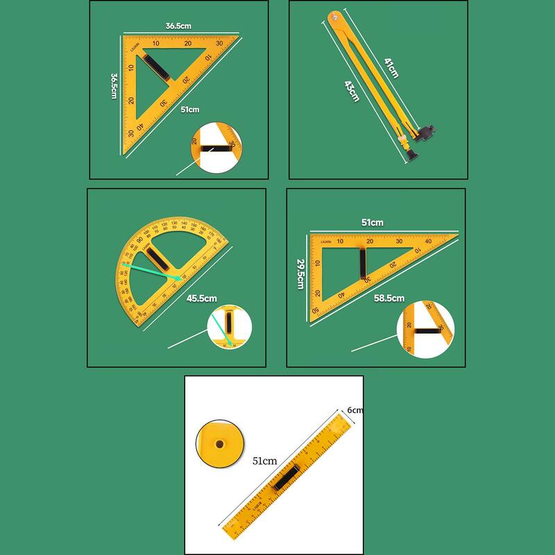 Mathe-Geometrie-Lineale, die Mathe-Geometrie-Werkzeug für Schulbüro-Tafel zeichnen