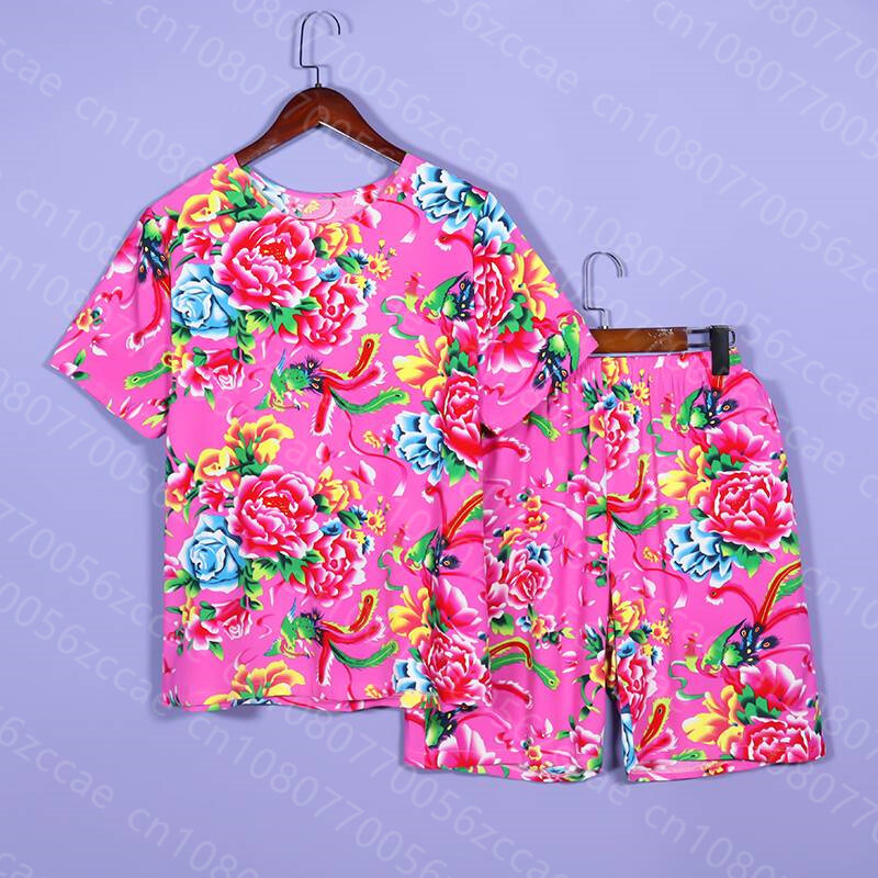 The global fashion Северо-Восточная Цветочная Повседневная футболка с коротким рукавом костюм Спортивная рубашка уличная одежда для мужчин и женщин