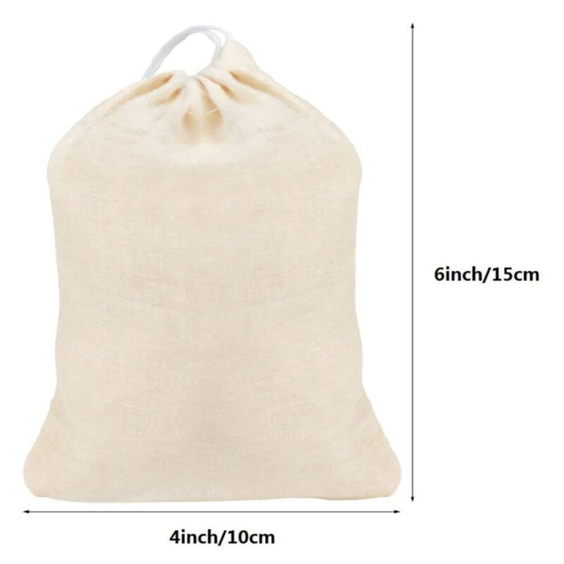 50pcs/Lot Natural Cotton Slag Bags Drawstring Gauze Bag For Dried Flower Tea Packaging Storage Organizer Sacks Custom Logo
