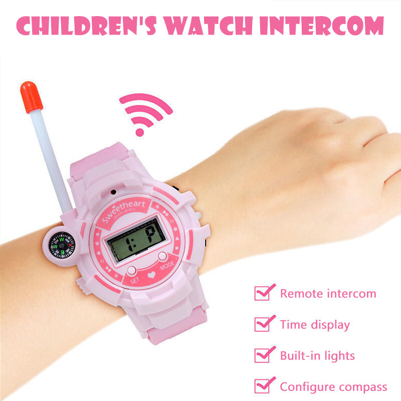 Mini reloj walkie-talkie de juguete para niños, teléfono móvil, conversación inalámbrica al aire libre, 2 piezas, reloj electrónico, regalos de cumpleaños