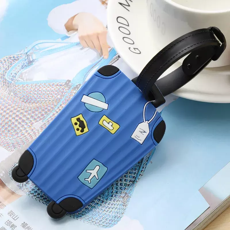 Étiquettes de bagage mignonnes en silicone, porte-adresse d'identité de valise, étiquette de bagage portable, accessoires de voyage, haute qualité