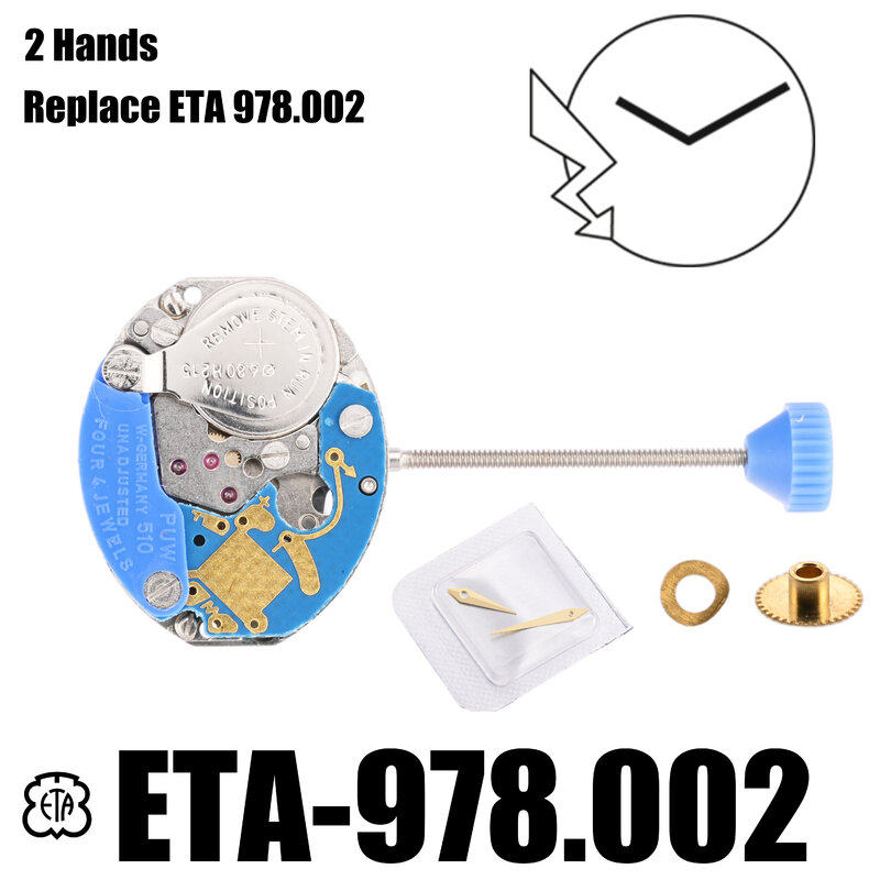 Accessorio per orologio nuovissimo quarzo a due mani sostituisce il movimento ETA 978.002 978002 due mani movimento argento lancette regalo orologio