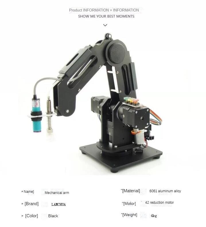 3軸建設ロボットアーム,機械式トラクター用,ロボットキット,金属の爪と互換性,吸引カップ,2.5 kg, 4kgの負荷
