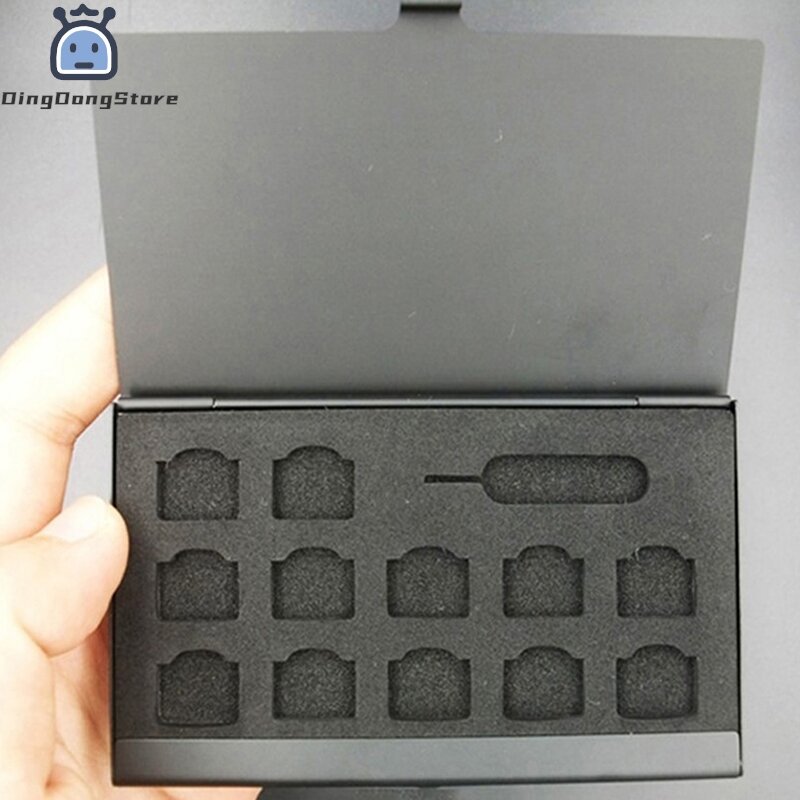 12-Schlitz-Nano 1-Steckplatz-Kartens tift Aluminium tragbare Sim Micro Pin SIM-Karte Nano-Speicher karte Aufbewahrung sbox Fall Schutz halter